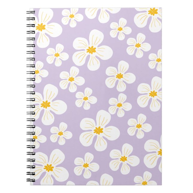 Carnet Conception de fleurs blanches mignonnes pour le re (Devant)