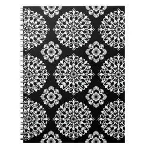 Carnet Conception de mandala noir et blanc