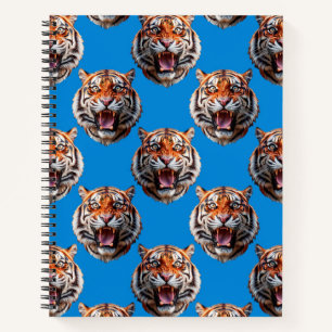 Carnet Conception de motif tête de tigre bleu