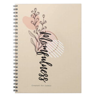 Carnet Conception de nom floral boho Momfulness en script