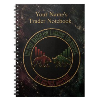 Carnet Conception de trader taureau ours en marbre sombre