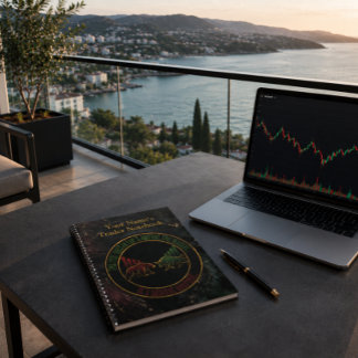 Carnet Conception de trader taureau ours en marbre sombre