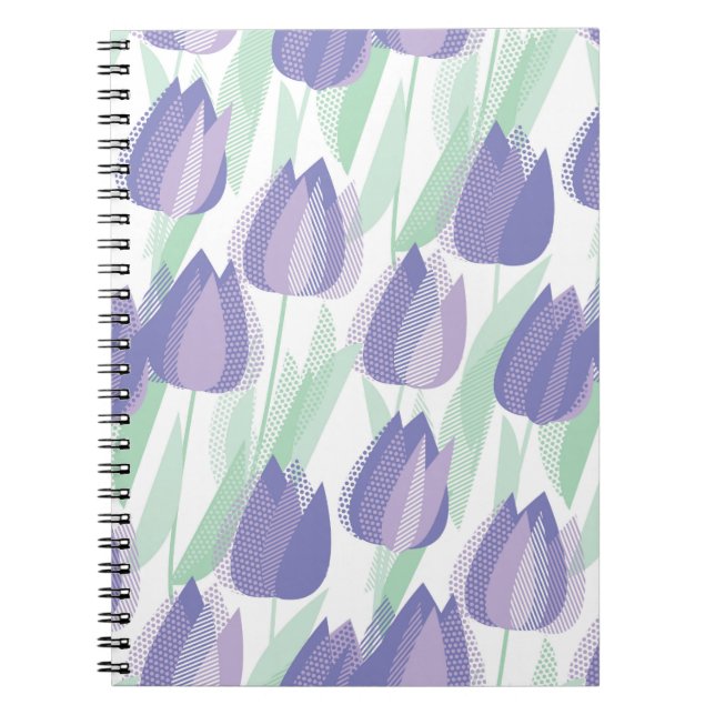 Carnet Conception de tulipe : violet clair floral. (Devant)