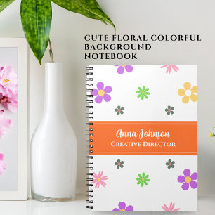 Carnet Conception florale colorée et mignonne avec nom pe