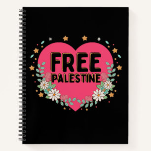 Carnet conception graphique de cœur Palestine rose mignon