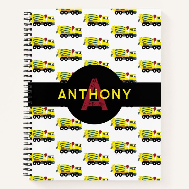 Carnet Concret Cement Camion Construction Enfants Monogra (Devant)