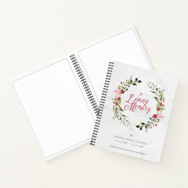 Carnet Condoléances funéraires florales roses et rouges p (Intérieur)