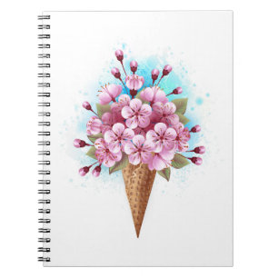 Carnet Cône rose Sakura crème glacée gaufre