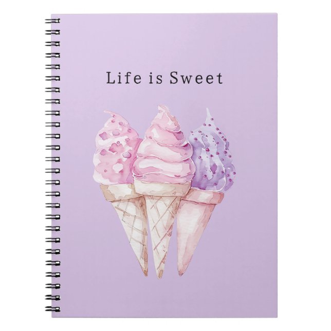 Carnet Cônes de glace rose violet   (Devant)