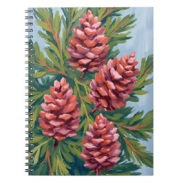 Carnet Cônes de pin d'hiver | Peinture Aquarelle de la Na