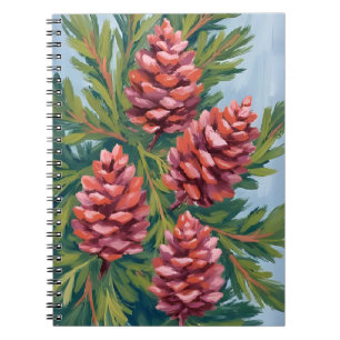 Carnet Cônes de pin d'hiver Peinture Aquarelle de la Na