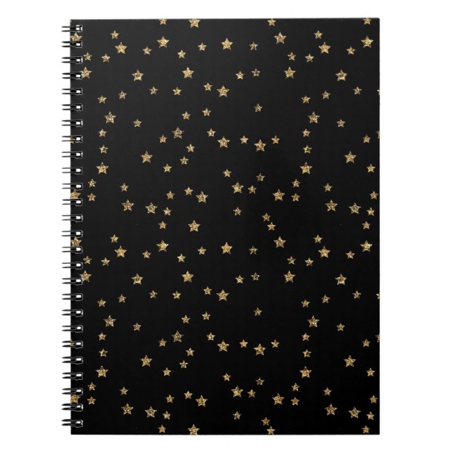 Carnet Confetti étoiles dorées parties scintillant brilla (Devant)