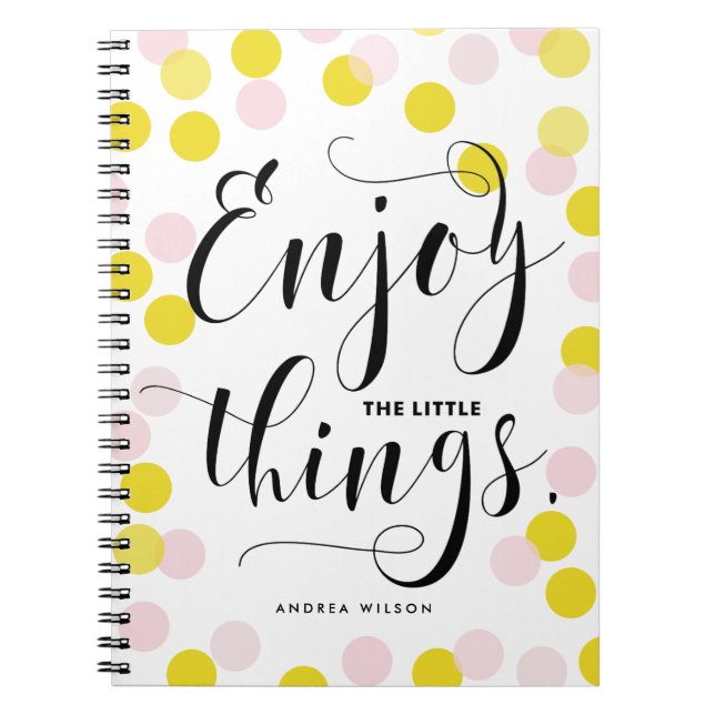 Carnet Confetti Rose & Jaune Profitez Des Petites Choses (Devant)