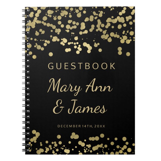 Carnet Confettis de feuille d'or de Guestbook de mariage (Devant)