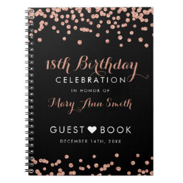 Carnet Confettis roses de parties scintillantes d'or de