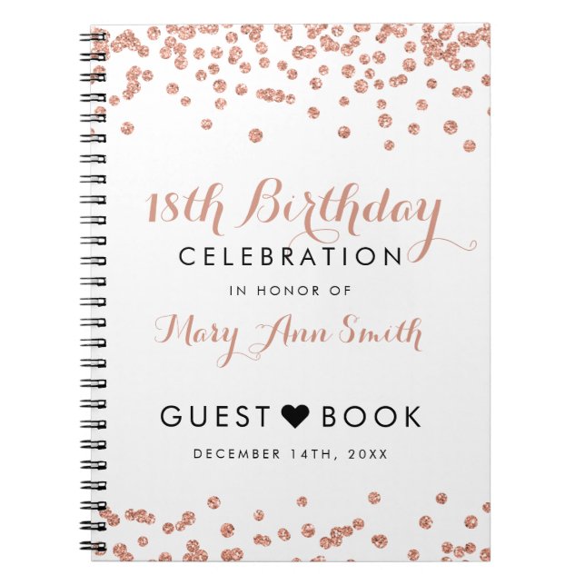 Carnet Confettis roses de parties scintillantes d'or de (Devant)