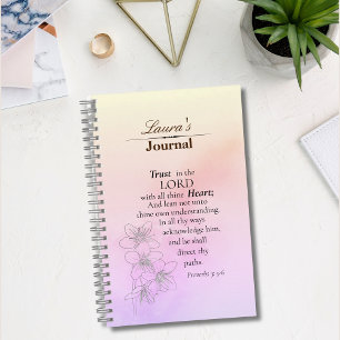 Carnet Confiance dans le Seigneur Bible Verse Floral Aqua
