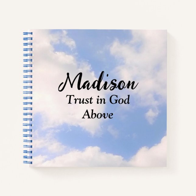 Carnet Confiance en Dieu Ciel bleu Nom personnalisé Inspi (Devant)