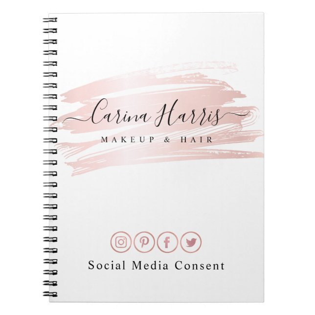 Carnet Consentement social de médias de feuille d'or rose (Devant)