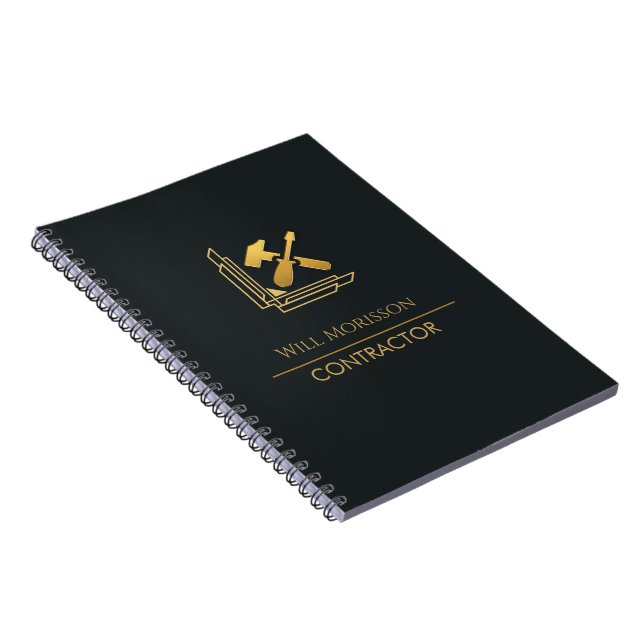 Carnet Construction de bâtiments modernes Or & Noir (Côté Droit)