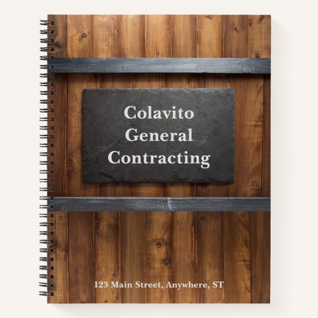 Carnet Construction en bois et ardoise personnalisée (Devant)