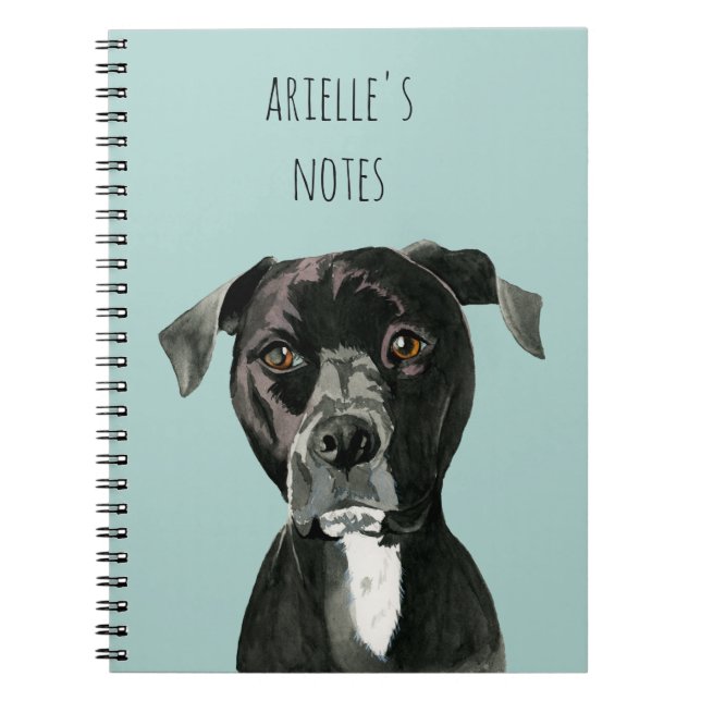Carnet "Contemplant" la peinture de chien de pitbull (Devant)