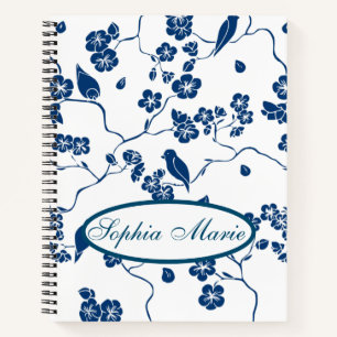 Carnet contemporain d'oiseaux de Toile et de fleur
