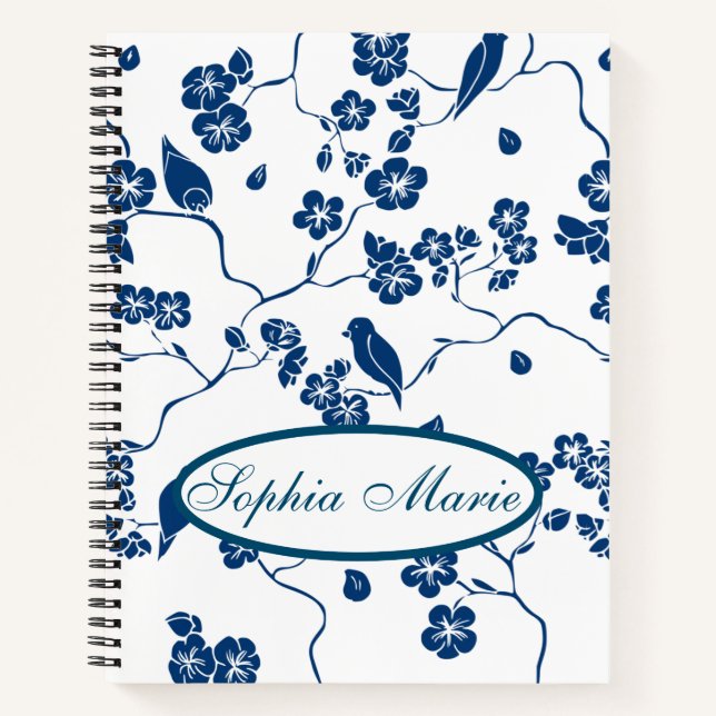 Carnet contemporain d'oiseaux de Toile et de fleur (Devant)