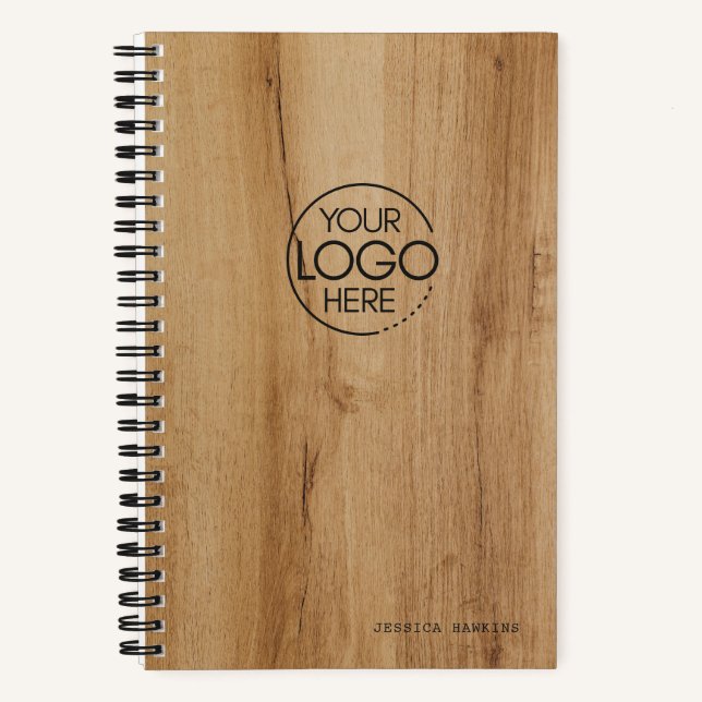 Carnet Contemporain papier de bois imprimé moderne Logo (Recto)