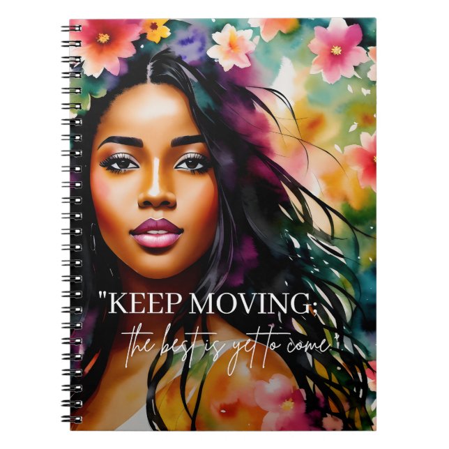 Carnet Continuez à déplacer Melanin Femme Encouragement C (Devant)