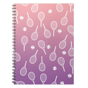 Carnet Cool Blanc Retro Racquets de Tennis Motif Gradient