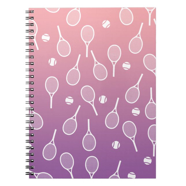 Carnet Cool Blanc Retro Racquets de Tennis Motif Gradient (Devant)
