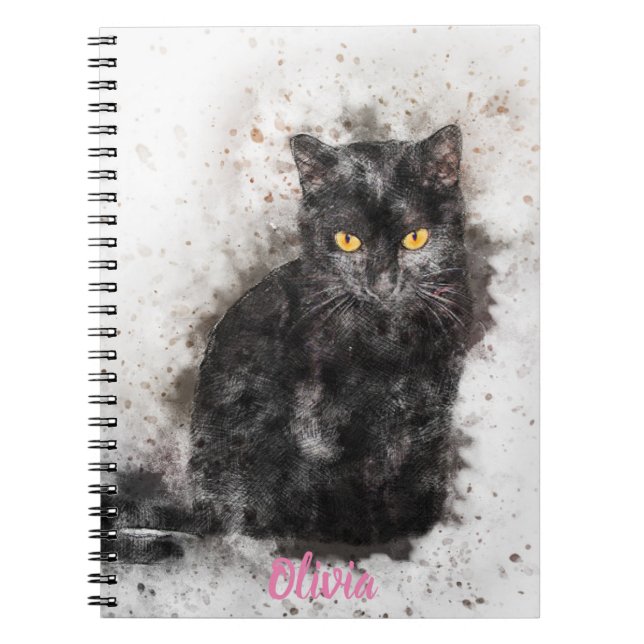 Carnet Cool Chat Noir Distressed Photo (Devant)