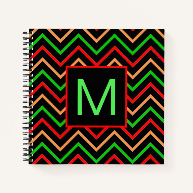 Carnet Cool coloré Chevron sur Monogramme noir (Devant)