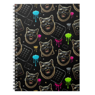 Carnet Cool Gangster Cat Neon Graffiti Streetwear Aesthet