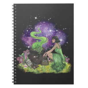 Carnet Cool Halloween Belle jeune sorcière aux herbes