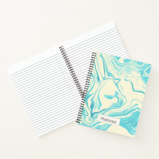 Carnet Cool marbre design en Turquoise et Crème sur mesur (Intérieur)