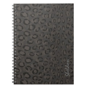 Carnet Cool noir gris cheetah imprimé monogramme