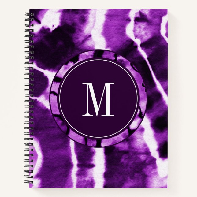 Carnet Cool royal violet Boho Tie Dye Aquarelle Monogramm (Devant)