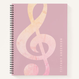 Carnet Cool Rustic Pink Grunge Music Art Monogramme Nom