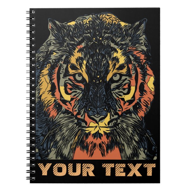 Carnet Cool Tiger Face Art Ajouter Votre Propre Texte (Devant)