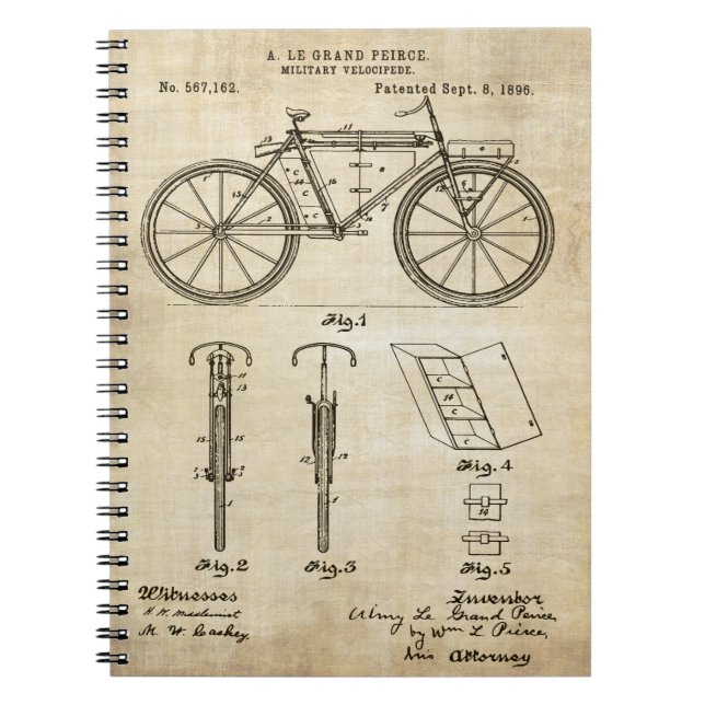 Carnet Copie de brevet de la bicyclette 1896 (Devant)