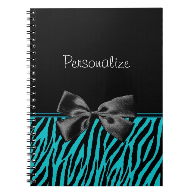 Carnet Copie noire et turquoise à la mode de zèbre avec (Devant)