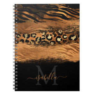 Carnet Copper de script élégant en or noir monogramme