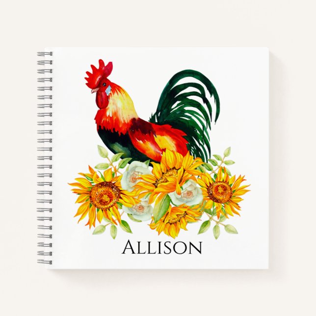 Carnet Coq avec Sunflower Ferme (Devant)