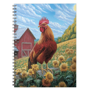 Carnet Coq sur une peinture de la ferme de tournesol