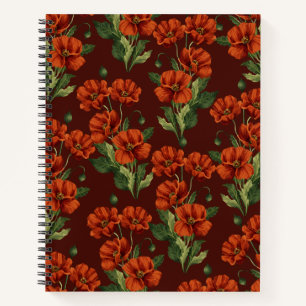Carnet Coquelicots cramoisis sombres et lunatiques