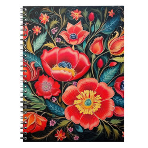 Carnet Coquelicots Petrikivka Art populaire ukrainien