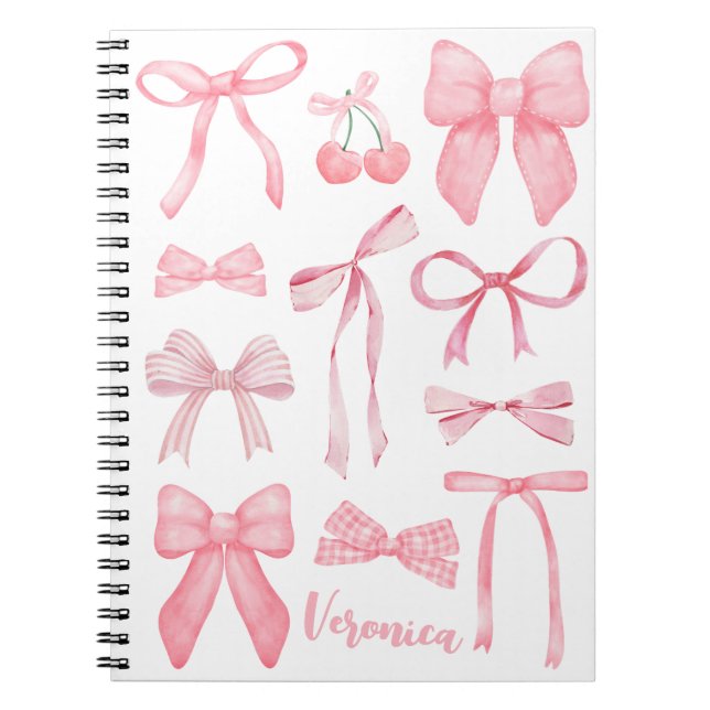 Carnet Coquette Aesthétique Bow rose tendance Feminine Cu (Devant)