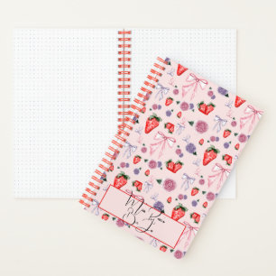 Carnet Coquette Bow, rose et fraise motif BuJo
